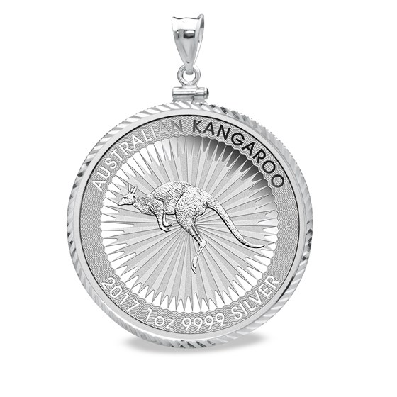 2017 1 oz Silver Kangaroo Pendant (Diamond-ScrewTop Bezel) 2017 1 oz Silver Kangaroo Pendant (Diamond-ScrewTop Bezel)
