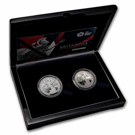 2017 2-Coin Slvr. 1 oz Britannia Prf/Rvrse Prf Set (off quality)