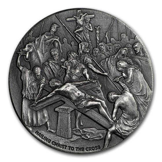 2017 2 oz Silver Coin - Biblical Series (Nailing Christ to Cross) 2017 2 oz Silver Coin - Biblical Series (Nailing Christ to Cross)