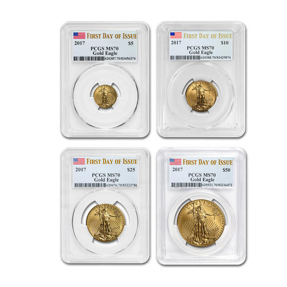 2017 4-Coin American Gold Eagle Set MS-70 PCGS (First Day) 2017 4-Coin American Gold Eagle Set MS-70 PCGS (First Day)