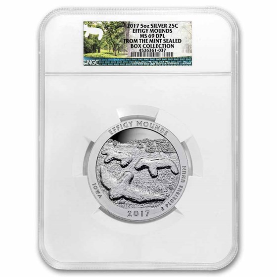 2017 5 oz Silver ATB Effigy Mounds MS-69 DPL NGC 2017 5 oz Silver ATB Effigy Mounds MS-69 DPL NGC