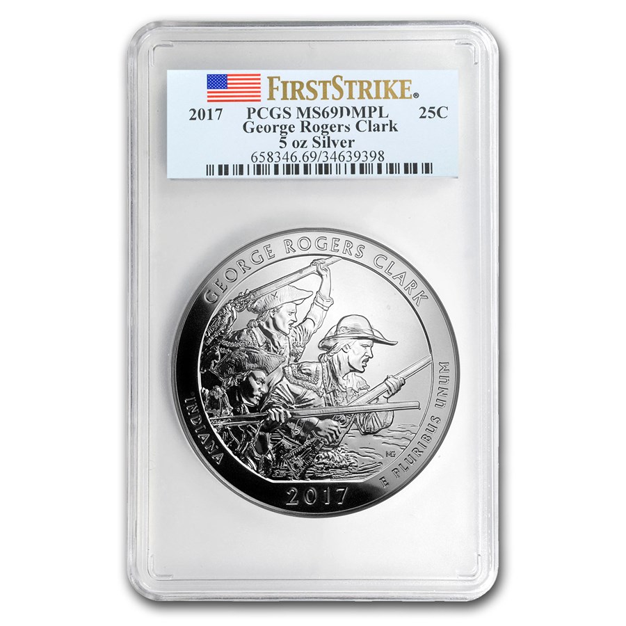 2017 5 oz Silver ATB George Rogers Clark MS-69 DMPL PCGS (FS)