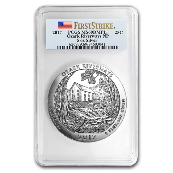 2017 5 oz Silver ATB Ozark Riverways MS-69 DMPL PCGS (FS) 2017 5 oz Silver ATB Ozark Riverways MS-69 DMPL PCGS (FS)