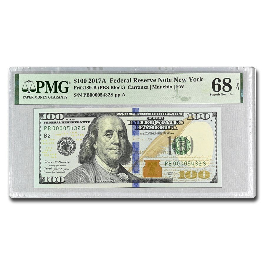 2017-A (B-New York) $100 FRN CU-68 EPQ PMG (Fr#2189-B)