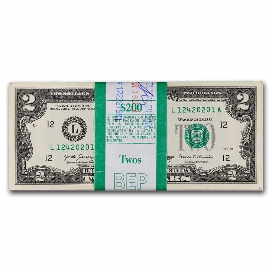 2017-A (L-San Fran) $2.00 FRN CU (Fr#1941-L) 100 Consecutive