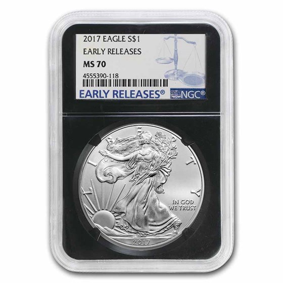 2017 American Silver Eagle MS-70 NGC (ER, Black Holder) 2017 American Silver Eagle MS-70 NGC (ER, Black Holder)