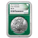 2017 American Silver Eagle MS-70 NGC (ER, Green Holder)