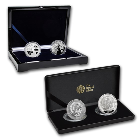 2017 and 2018 2-Coin Silver 1 oz Britannia Prf/Rev Prf Set Bundle 2017 and 2018 2-Coin Silver 1 oz Britannia Prf/Rev Prf Set Bundle