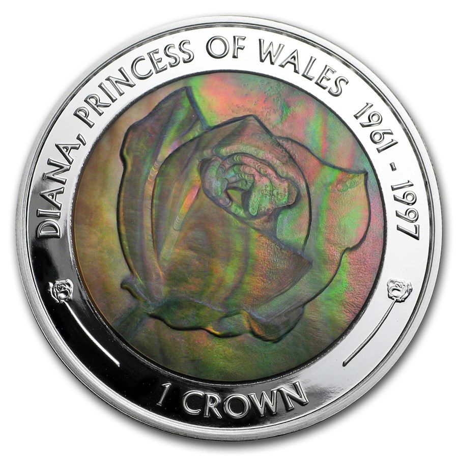 2017 Ascension Island Silver 1 Crown Princess Diana (MOP Rose)