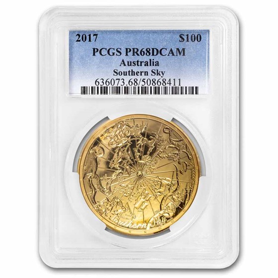 2017 AUS 1 oz $100 Gold Southern Sky Domed Proof PR-68 DCAM PCGS 2017 AUS 1 oz $100 Gold Southern Sky Domed Proof PR-68 DCAM PCGS