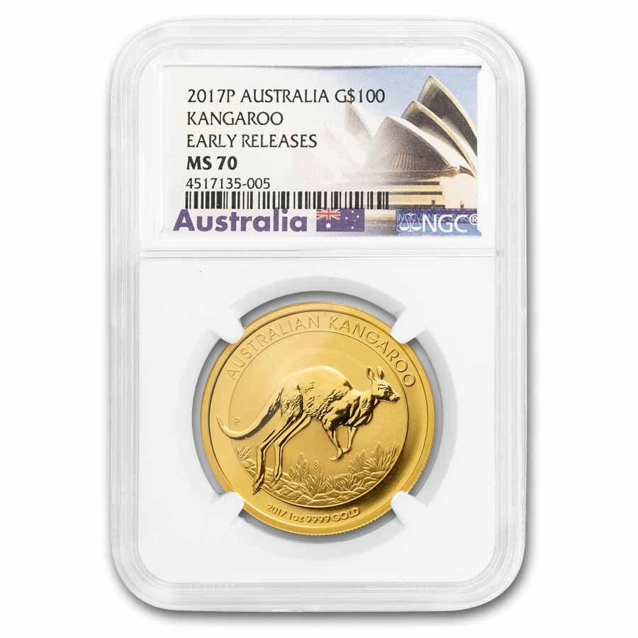 2017 AUS 1 oz Gold Kangaroo MS-70 NGC ER (Opera House Label)