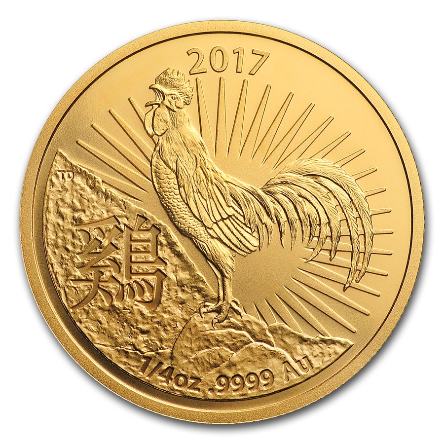 2017 Australia 1/4 oz Gold Lunar Year of the Rooster BU (RAM)