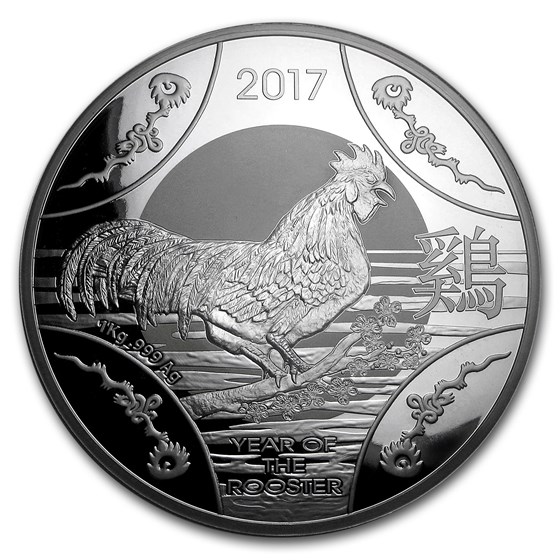 2017 Australia 1 kilo Silver Year of the Rooster Proof 2017 Australia 1 kilo Silver Year of the Rooster Proof