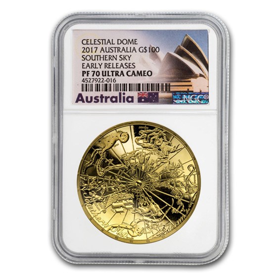 2017 Australia 1 oz $100 Gold Southern Sky Domed PF-70 NGC 2017 Australia 1 oz $100 Gold Southern Sky Domed PF-70 NGC
