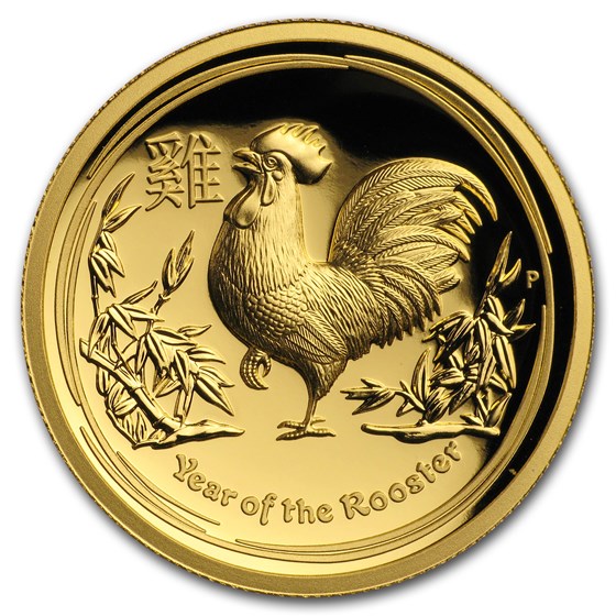 2017 Australia 1 oz Gold Lunar Rooster Proof (HR, Box & COA) 2017 Australia 1 oz Gold Lunar Rooster Proof (HR, Box & COA)