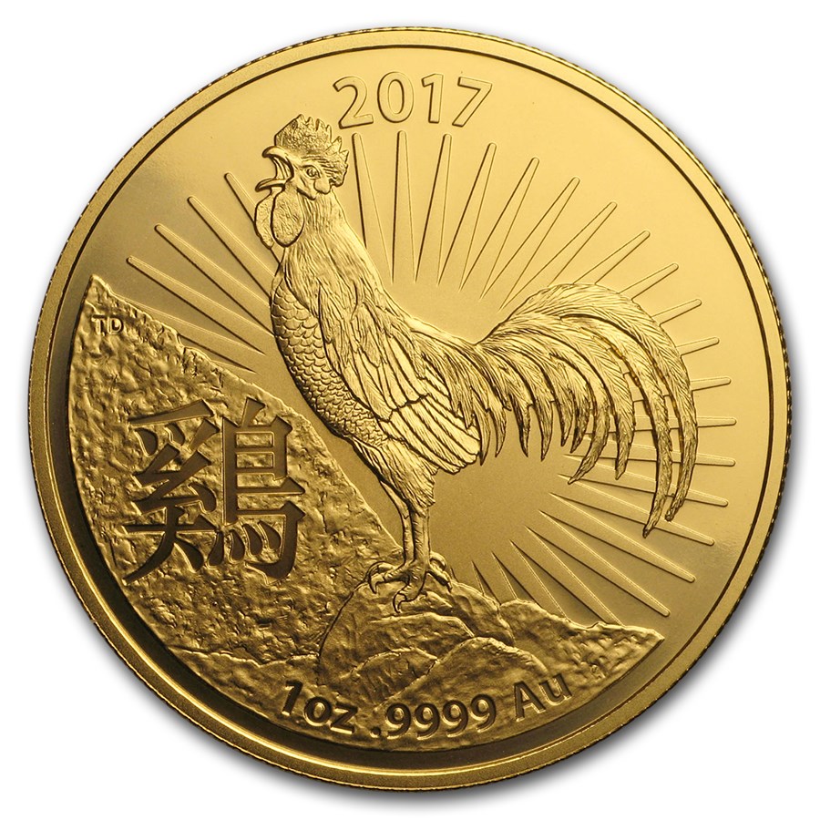 2017 Australia 1 oz Gold Lunar Year of the Rooster BU (RAM)