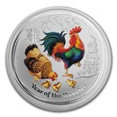 2017 Australia 1 oz Silver Lunar Rooster BU (Colorized)