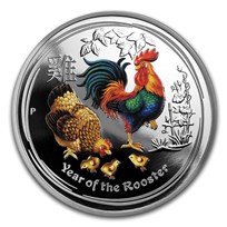 2017 Australia 1 oz Silver Lunar Rooster Proof (Colorized)