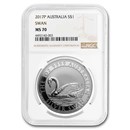 2017 Australia 1 oz Silver Swan MS-70 NGC