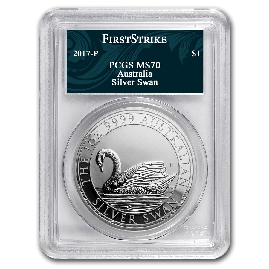 2017 Australia 1 oz Silver Swan MS-70 PCGS (FS, Swan Label)