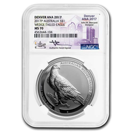 2017 Australia 1 oz Silver Wedge Tailed Eagle MS-70 NGC 2017 Australia 1 oz Silver Wedge Tailed Eagle MS-70 NGC