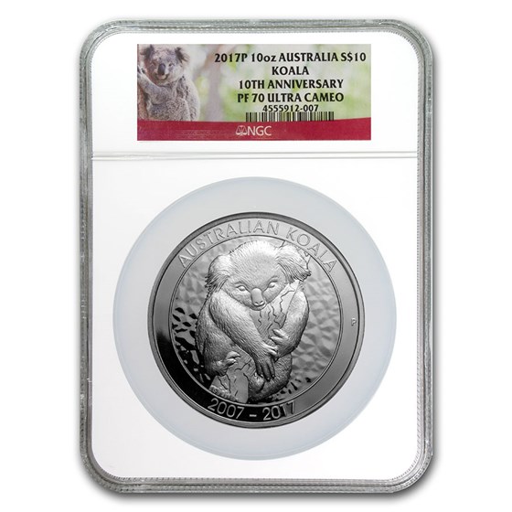 2017 Australia 10 oz Silver Koala PF-70 NGC (10th Anniversary) 2017 Australia 10 oz Silver Koala PF-70 NGC (10th Anniversary)