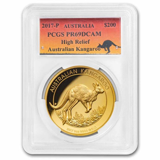 2017 Australia 2 oz Gold Kangaroo High Relief PR-69 DCAM HR PCGS
