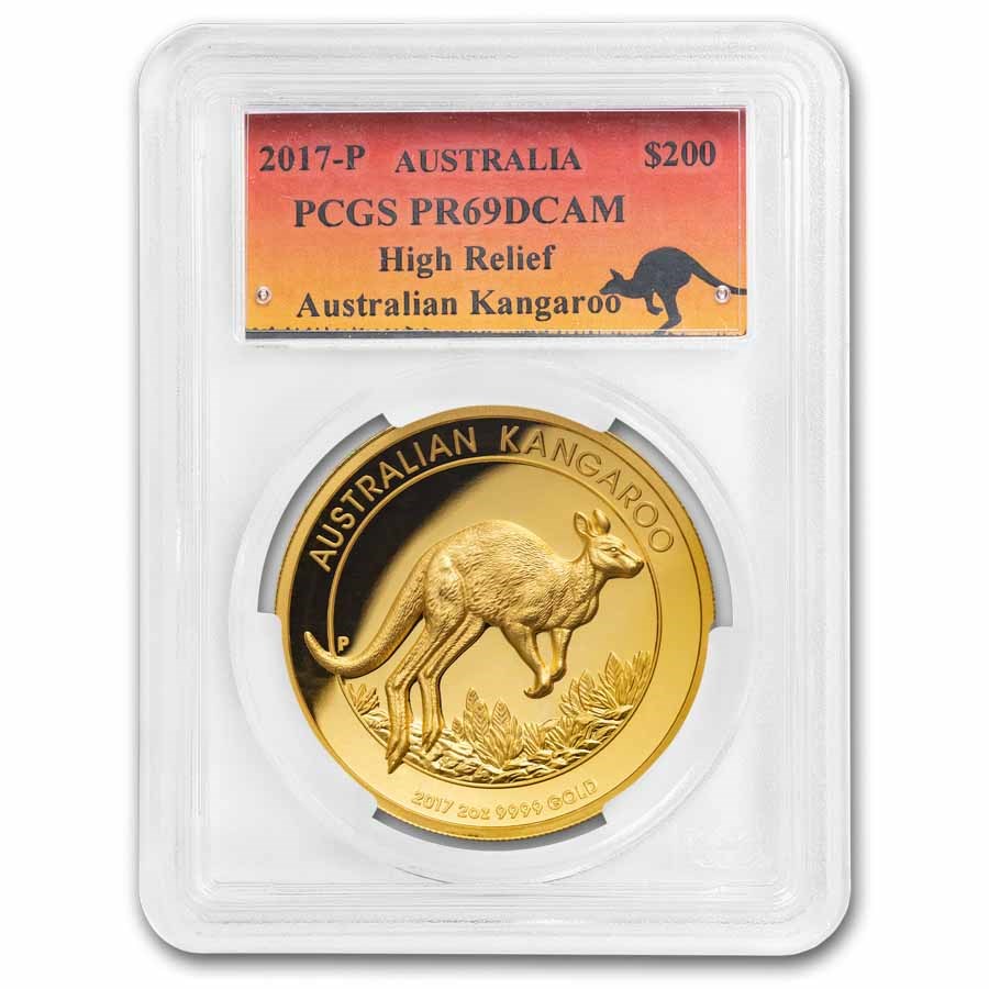 2017 Australia 2 oz Gold Kangaroo High Relief PR-69 DCAM HR PCGS