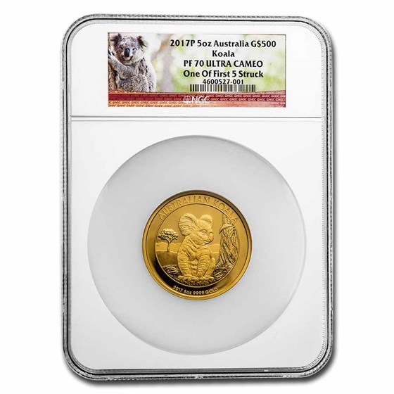 2017 Australia 5 oz Gold Koala PF-70 NGC (One of 1st 5 Struck) 2017 Australia 5 oz Gold Koala PF-70 NGC (One of 1st 5 Struck)