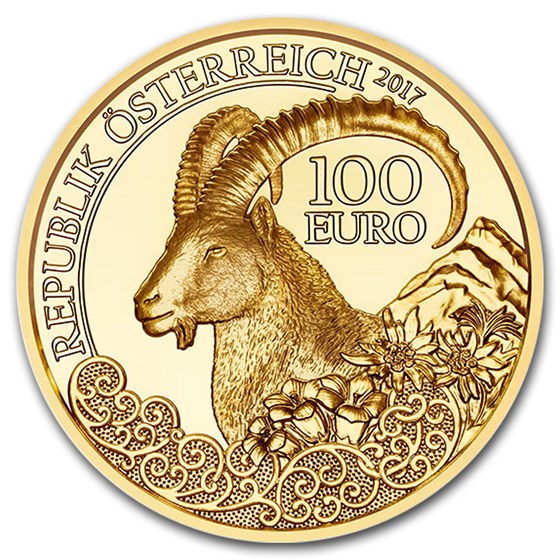 2017 Austria Proof Gold €100 Wildlife in our Sights (Alpine Ibex) 2017 Austria Proof Gold €100 Wildlife in our Sights (Alpine Ibex)