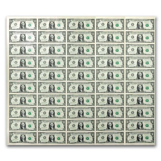 2017 (B-New York) $1.00 FRN CU (Fr#3003-B) 50 Uncut sheet 2017 (B-New York) $1.00 FRN CU (Fr#3003-B) 50 Uncut sheet
