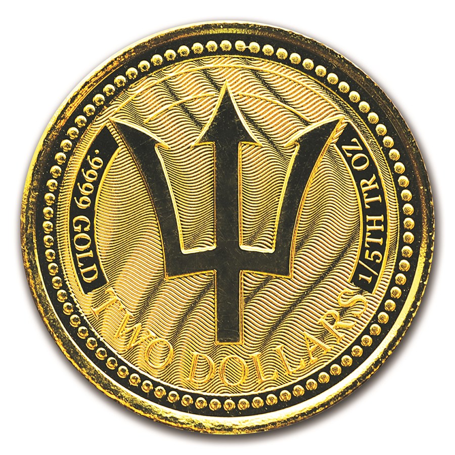 2017 Barbados 1/5 oz Gold Trident BU