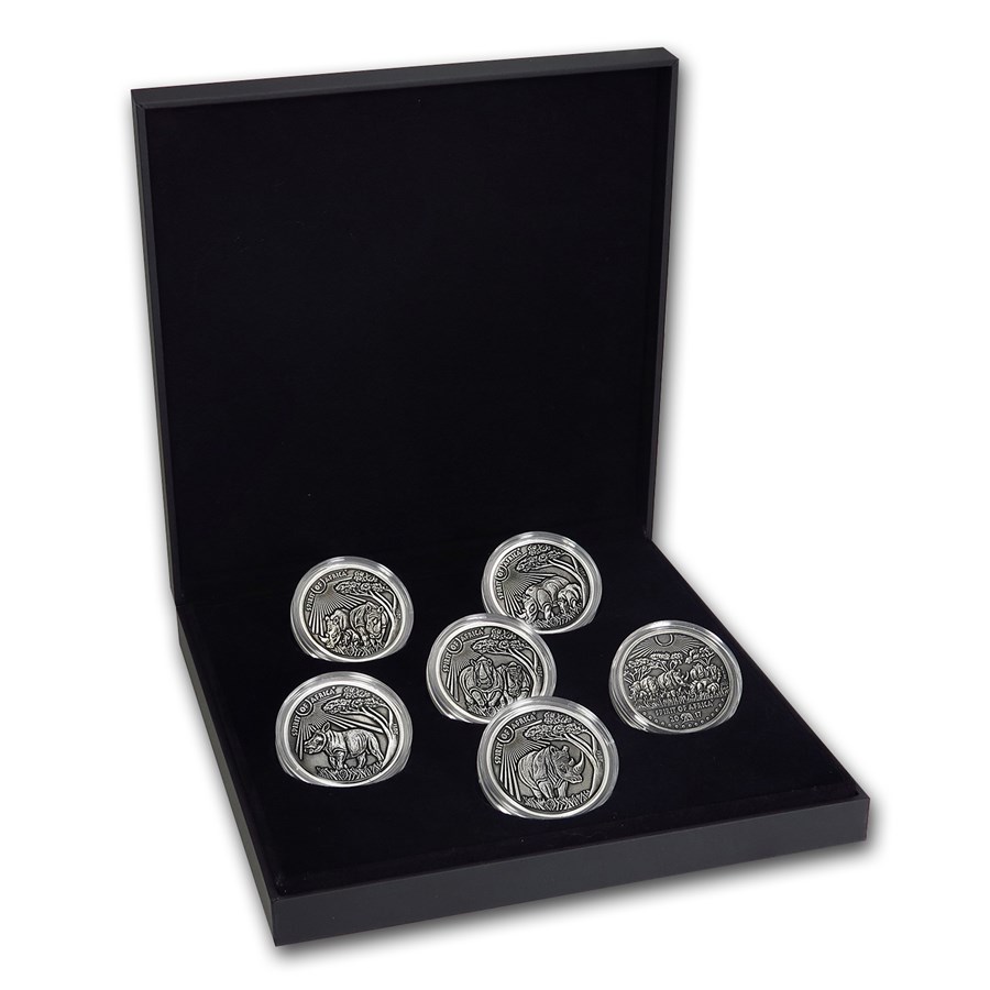 2017 Burkina Faso Silver Spirit of Africa Rhinoceros 6-Coin Set