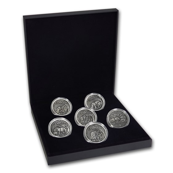 2017 Burkina Faso Silver Spirit of Africa Rhinoceros 6-Coin Set 2017 Burkina Faso Silver Spirit of Africa Rhinoceros 6-Coin Set