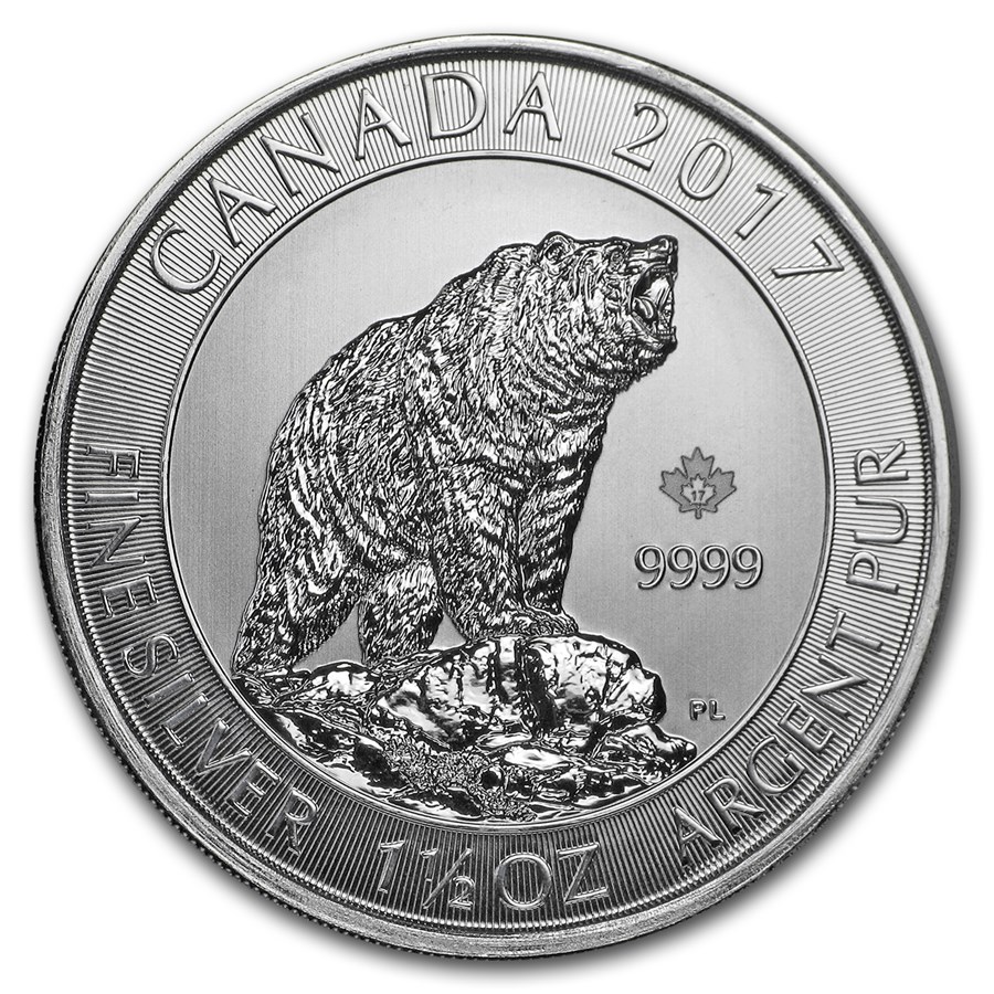 2017 Canada 1.5 oz Silver $8 Grizzly Bear BU