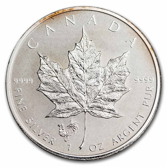 2017 Canada 1 oz Ag Maple Leaf Lunar Rooster Privy BU (Spotted) 2017 Canada 1 oz Ag Maple Leaf Lunar Rooster Privy BU (Spotted)