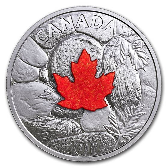 2017 Canada 1 oz Proof Silver $20 Maple Leaves w/Drusy Stone 2017 Canada 1 oz Proof Silver $20 Maple Leaves w/Drusy Stone