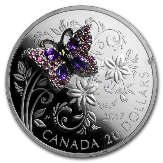 2017 Canada 1 oz Silver $20 Bejeweled Bugs: Butterfly 2017 Canada 1 oz Silver $20 Bejeweled Bugs: Butterfly