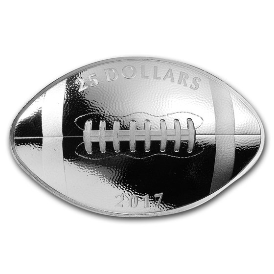 2017 Canada 1 oz Silver $25 Football-Shaped Coin Proof