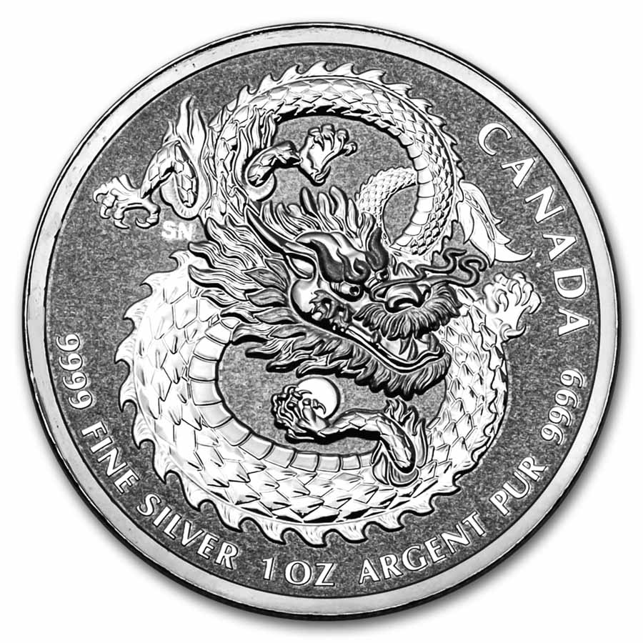 2017 Canada 1 oz Silver $5 Lucky Dragon High Relief BU