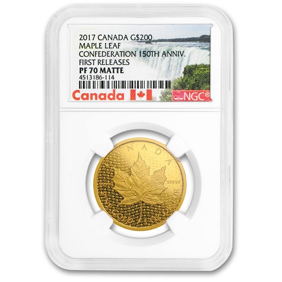 2017 Canada $200 1 oz Gold Maple Leaf PF-70 Matte NGC (FR) 2017 Canada $200 1 oz Gold Maple Leaf PF-70 Matte NGC (FR)