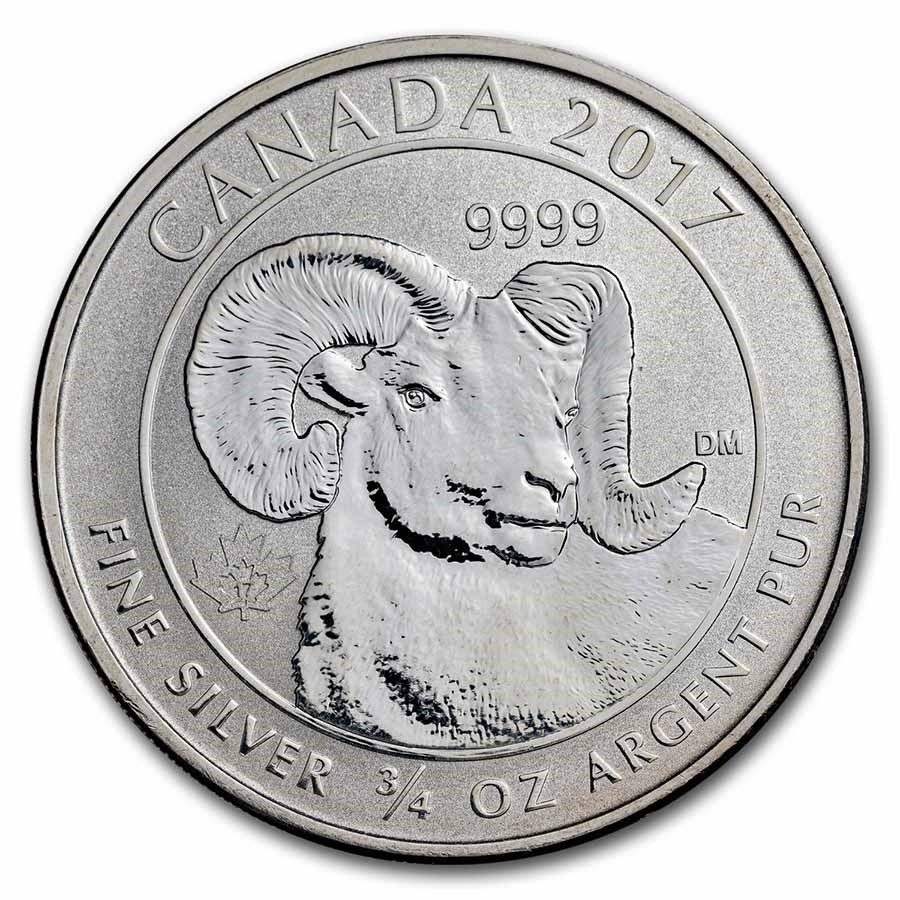2017 Canada 3/4 oz Silver Bighorn Sheep BU (Milk Spots)