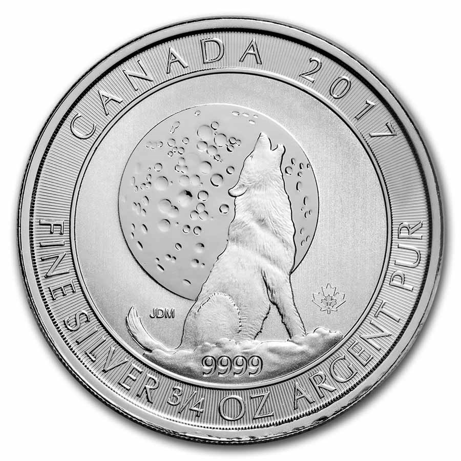 2017 Canada 3/4 oz Silver Howling Wolves BU (Spotted)