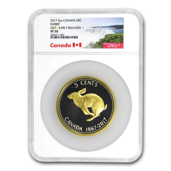 2017 Canada 5 oz Silver Big Coin Rabbit PF-70 NGC (Early Release) 2017 Canada 5 oz Silver Big Coin Rabbit PF-70 NGC (Early Release)