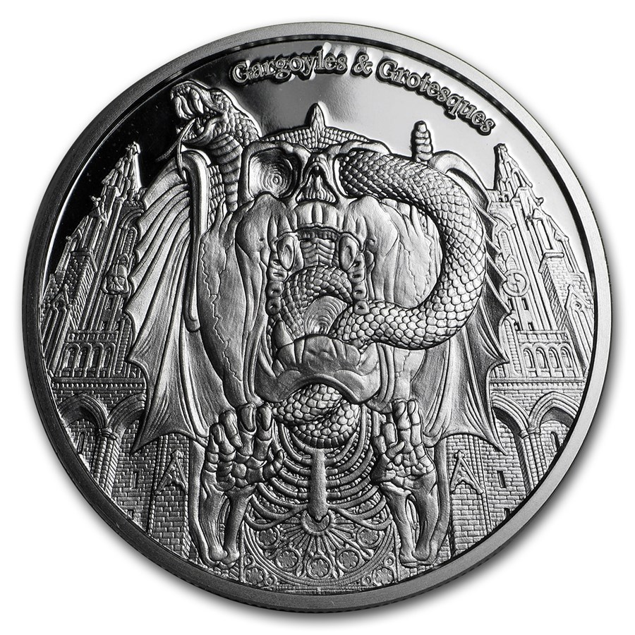 2017 Chad 1 oz Proof Silver Gargoyles and Grotesques (Decay)