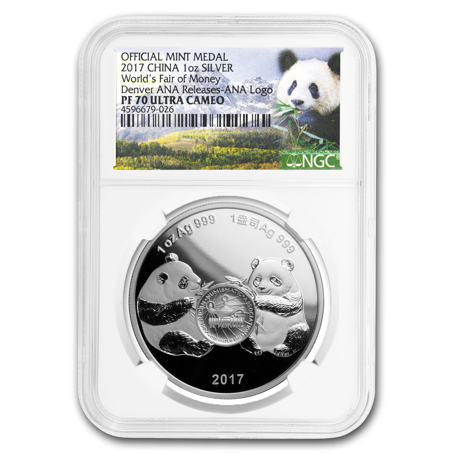 Buy 2017 China 1 oz Silver Panda Denver ANA Show Medal PF-70 NGC