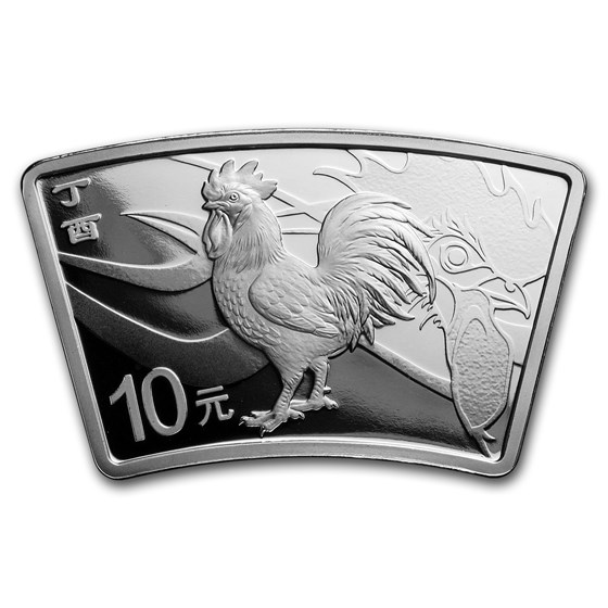 2017 China 1 oz Silver Rooster Proof Fan Coin (w/Box & COA)