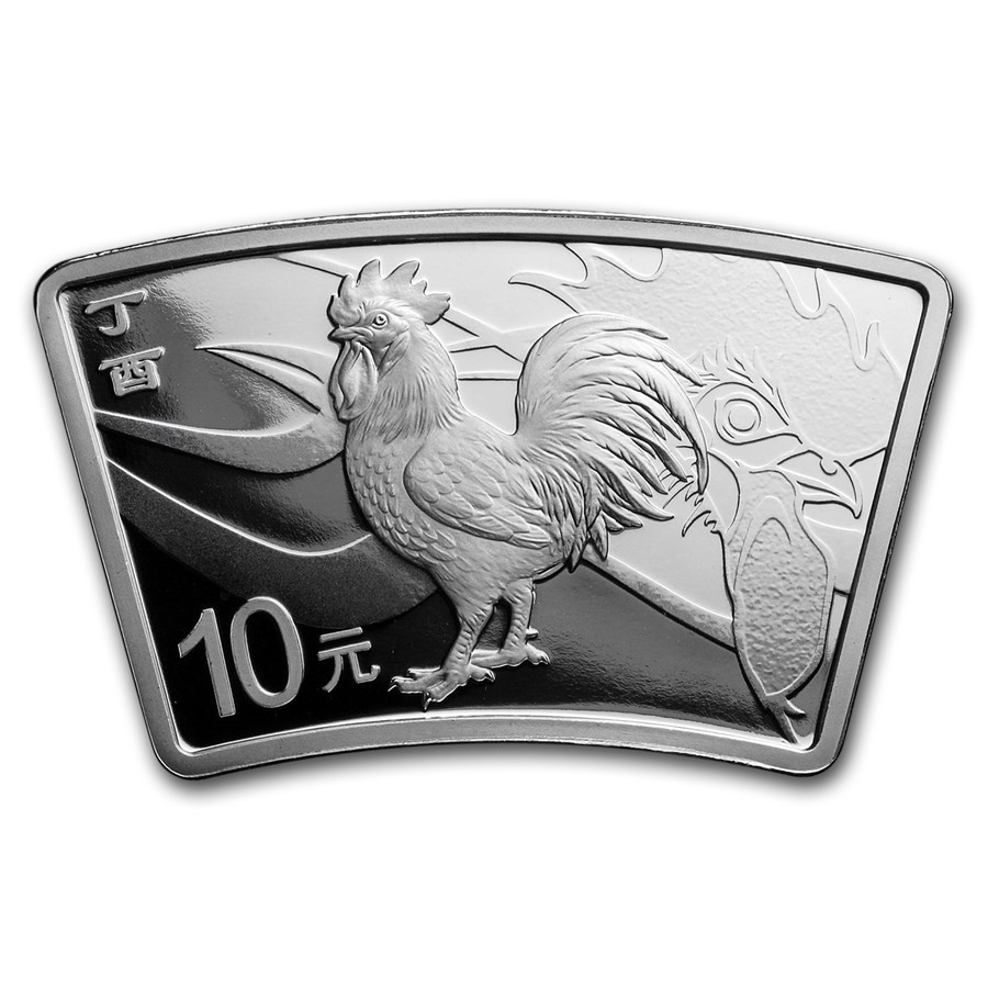 2017 China 1 oz Silver Rooster Proof Fan Coin (w/Box & COA)