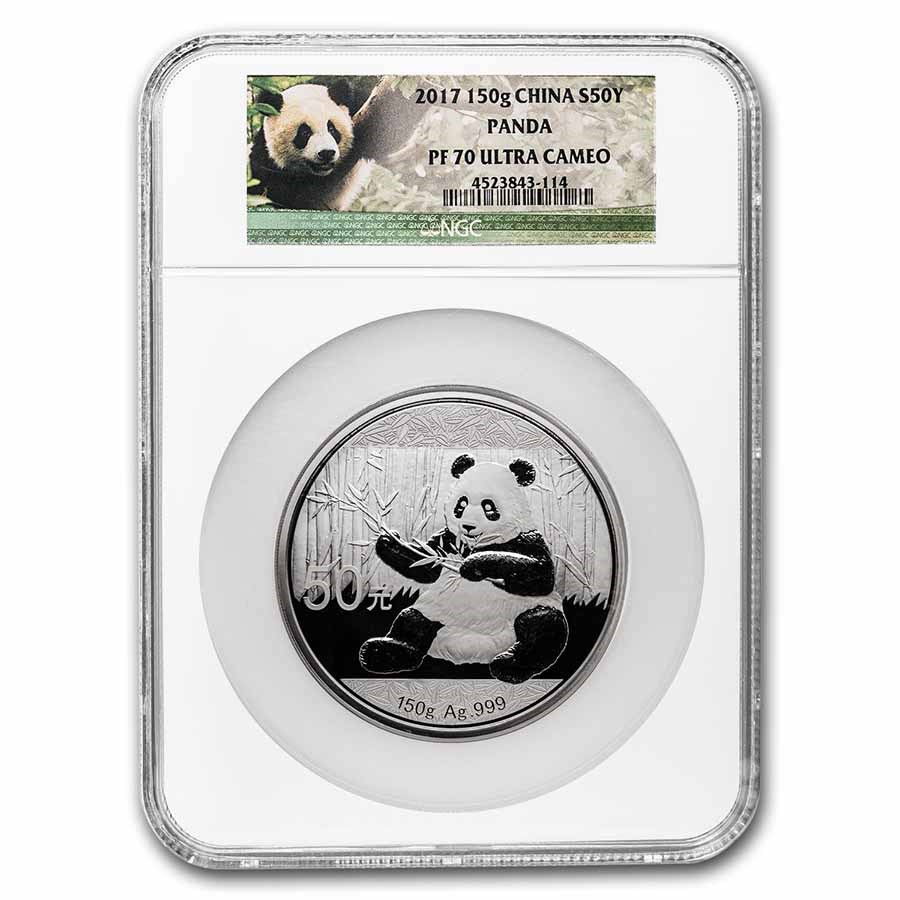2017 China 150 gram Silver Panda PF-70 NGC