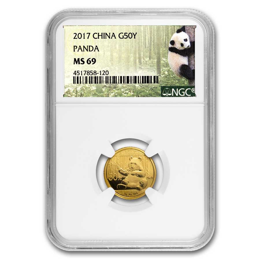 2017 China 3 gram Gold Panda MS-69 NGC